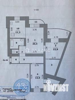 3-к квартира, вторичка, 100м2, 6/6 этаж