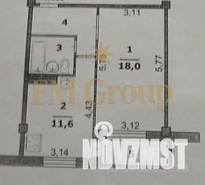 1-к квартира, вторичка, 39м2, 4/9 этаж