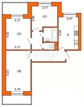 3-к квартира, вторичка, 60м2, 7/9 этаж