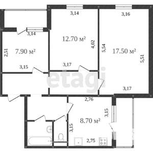 3-к квартира, вторичка, 69м2, 1/10 этаж