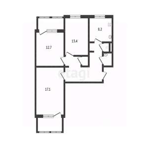 3-к квартира, вторичка, 71м2, 9/10 этаж