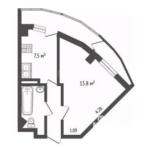 1-к квартира, вторичка, 39м2, 5/16 этаж
