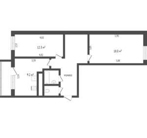 2-к квартира, вторичка, 57м2, 5/6 этаж