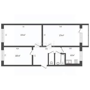 3-к квартира, вторичка, 62м2, 1/5 этаж