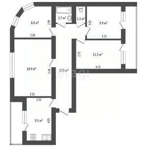 4-к квартира, вторичка, 79м2, 5/10 этаж