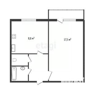 1-к квартира, вторичка, 34м2, 6/9 этаж