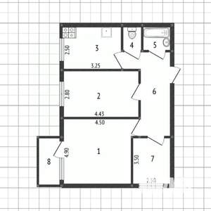 3-к квартира, вторичка, 60м2, 5/6 этаж