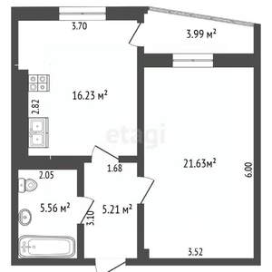 1-к квартира, вторичка, 53м2, 11/17 этаж