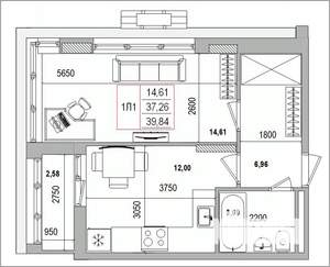 1-к квартира, вторичка, 40м2, 15/16 этаж