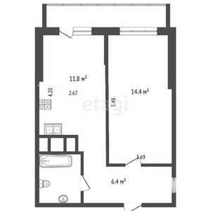 1-к квартира, вторичка, 38м2, 10/19 этаж