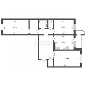 3-к квартира, вторичка, 96м2, 9/14 этаж