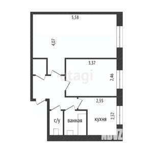 2-к квартира, вторичка, 60м2, 9/9 этаж