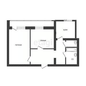2-к квартира, вторичка, 51м2, 9/9 этаж