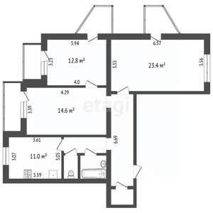 3-к квартира, вторичка, 93м2, 5/14 этаж
