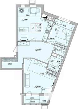 2-к квартира, вторичка, 80м2, 5/7 этаж
