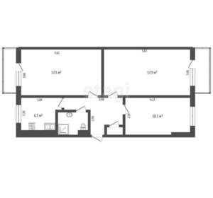 3-к квартира, вторичка, 61м2, 2/5 этаж