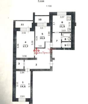 3-к квартира, вторичка, 86м2, 5/14 этаж