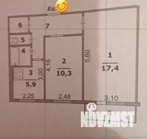 2-к квартира, вторичка, 44м2, 5/5 этаж