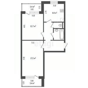 2-к квартира, вторичка, 51м2, 7/10 этаж