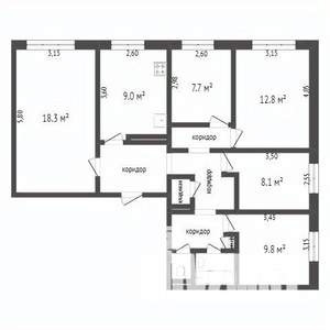 5-к квартира, вторичка, 88м2, 1/9 этаж