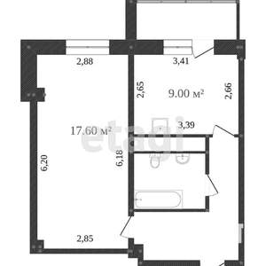 1-к квартира, вторичка, 49м2, 13/19 этаж