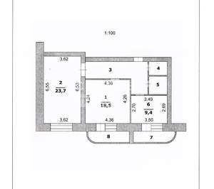 2-к квартира, вторичка, 70м2, 6/9 этаж