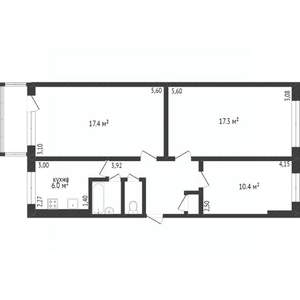 3-к квартира, вторичка, 61м2, 3/5 этаж