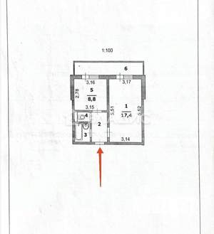 1-к квартира, вторичка, 34м2, 1/9 этаж