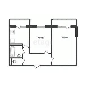 2-к квартира, вторичка, 51м2, 6/9 этаж