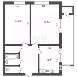 2-к квартира, вторичка, 48м2, 11/12 этаж