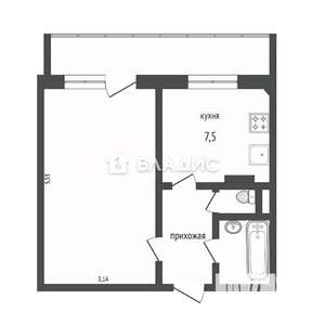 1-к квартира, вторичка, 32м2, 8/9 этаж