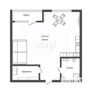 Студия квартира, вторичка, 41м2, 6/18 этаж