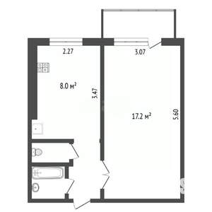 1-к квартира, вторичка, 30м2, 5/5 этаж