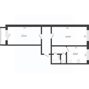 2-к квартира, вторичка, 52м2, 8/10 этаж