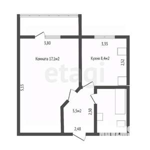 1-к квартира, вторичка, 36м2, 1/9 этаж