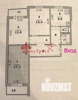 3-к квартира, вторичка, 71м2, 10/11 этаж