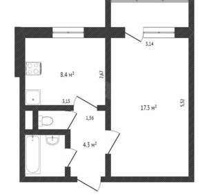 1-к квартира, вторичка, 48м2, 1/9 этаж
