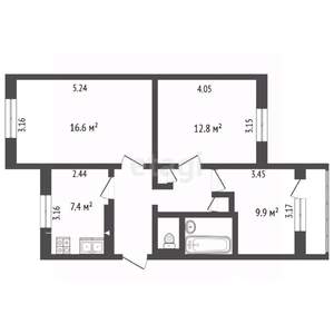 3-к квартира, вторичка, 59м2, 8/9 этаж