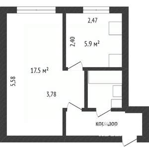 1-к квартира, вторичка, 36м2, 6/9 этаж