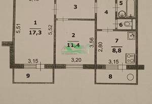 2-к квартира, вторичка, 53м2, 9/10 этаж