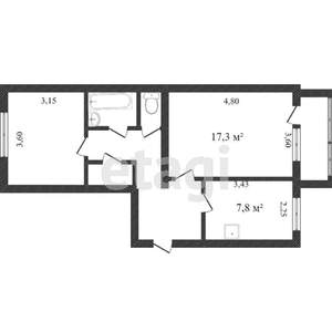 2-к квартира, вторичка, 52м2, 3/5 этаж