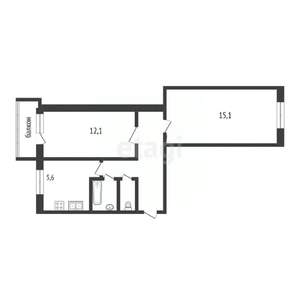 2-к квартира, вторичка, 45м2, 4/5 этаж