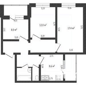 3-к квартира, вторичка, 76м2, 10/10 этаж