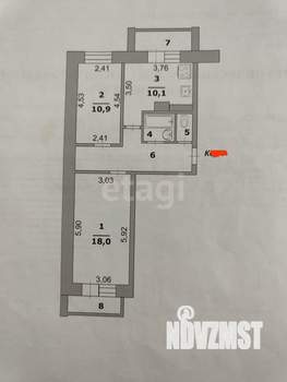 2-к квартира, вторичка, 55м2, 4/5 этаж