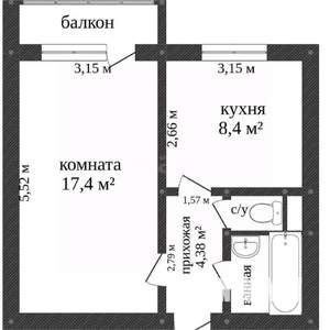 1-к квартира, вторичка, 50м2, 7/14 этаж