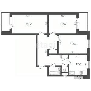 3-к квартира, вторичка, 71м2, 2/10 этаж