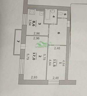 2-к квартира, вторичка, 50м2, 4/5 этаж