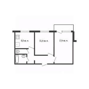 2-к квартира, вторичка, 51м2, 4/10 этаж