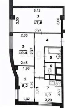 2-к квартира, вторичка, 60м2, 7/17 этаж