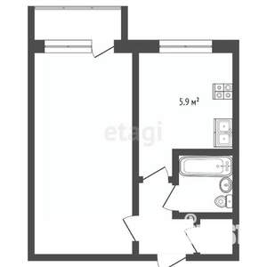 1-к квартира, вторичка, 30м2, 2/5 этаж
